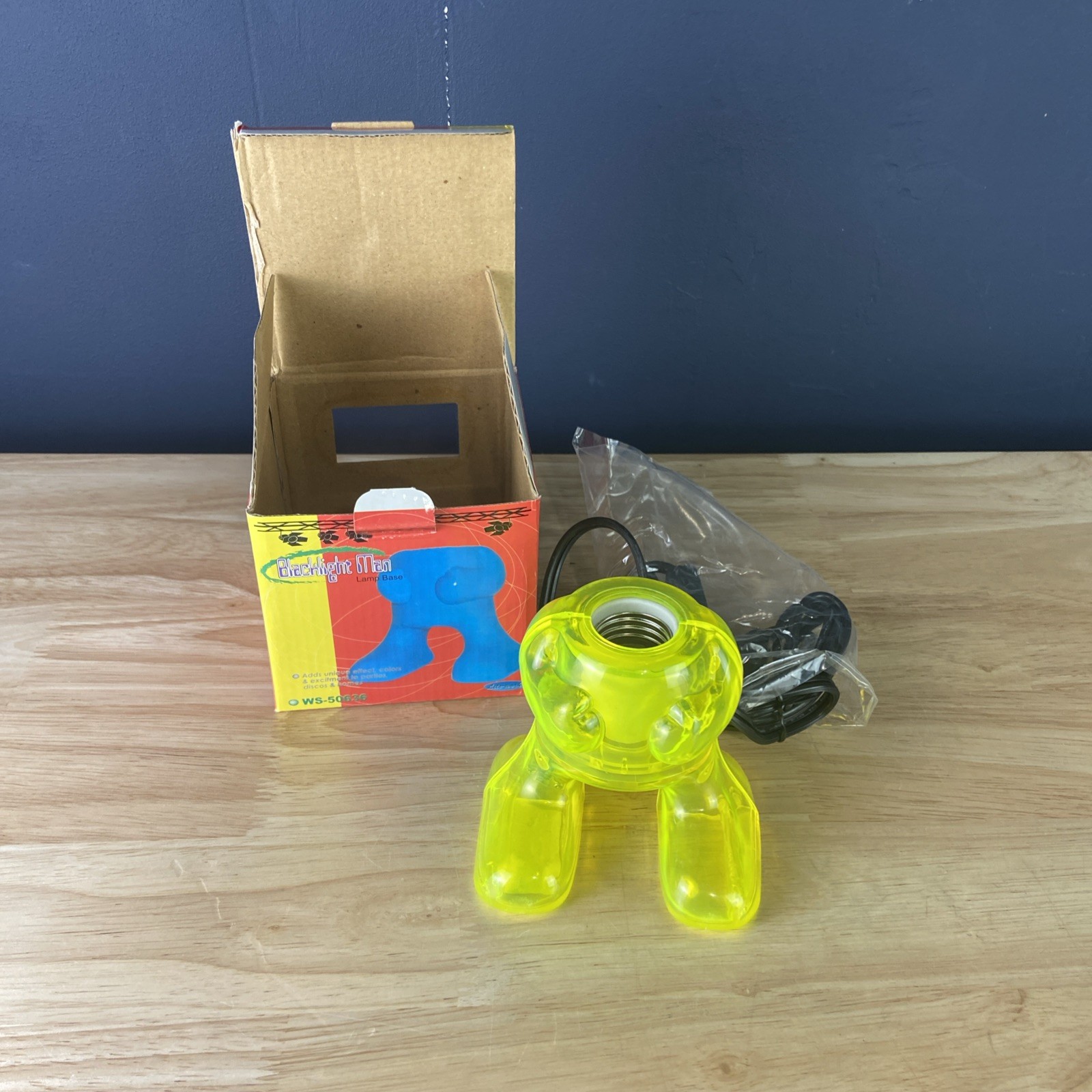 Vintage Blacklight Man Lamp Base Yellow Lime