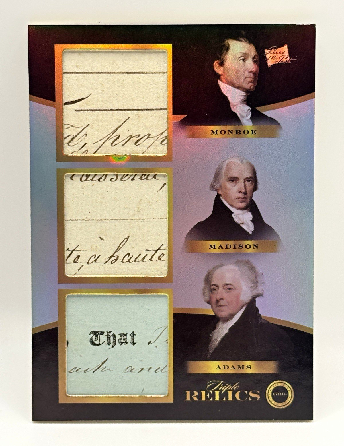 2024 Pieces 1700s Edition Triple Handwritten Relics #281 Monroe Madison Adams