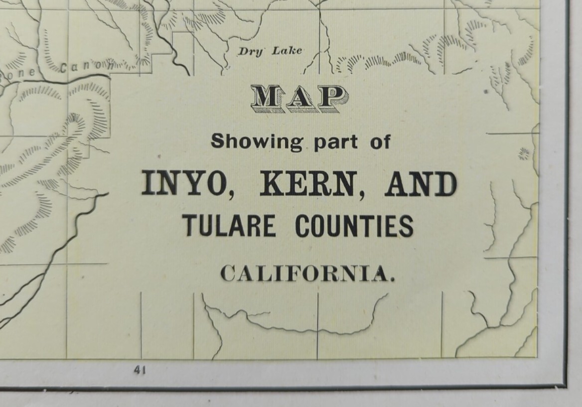 Vintage 1892 INYO KERN TULARE CTY CALIFORNIA Map 22