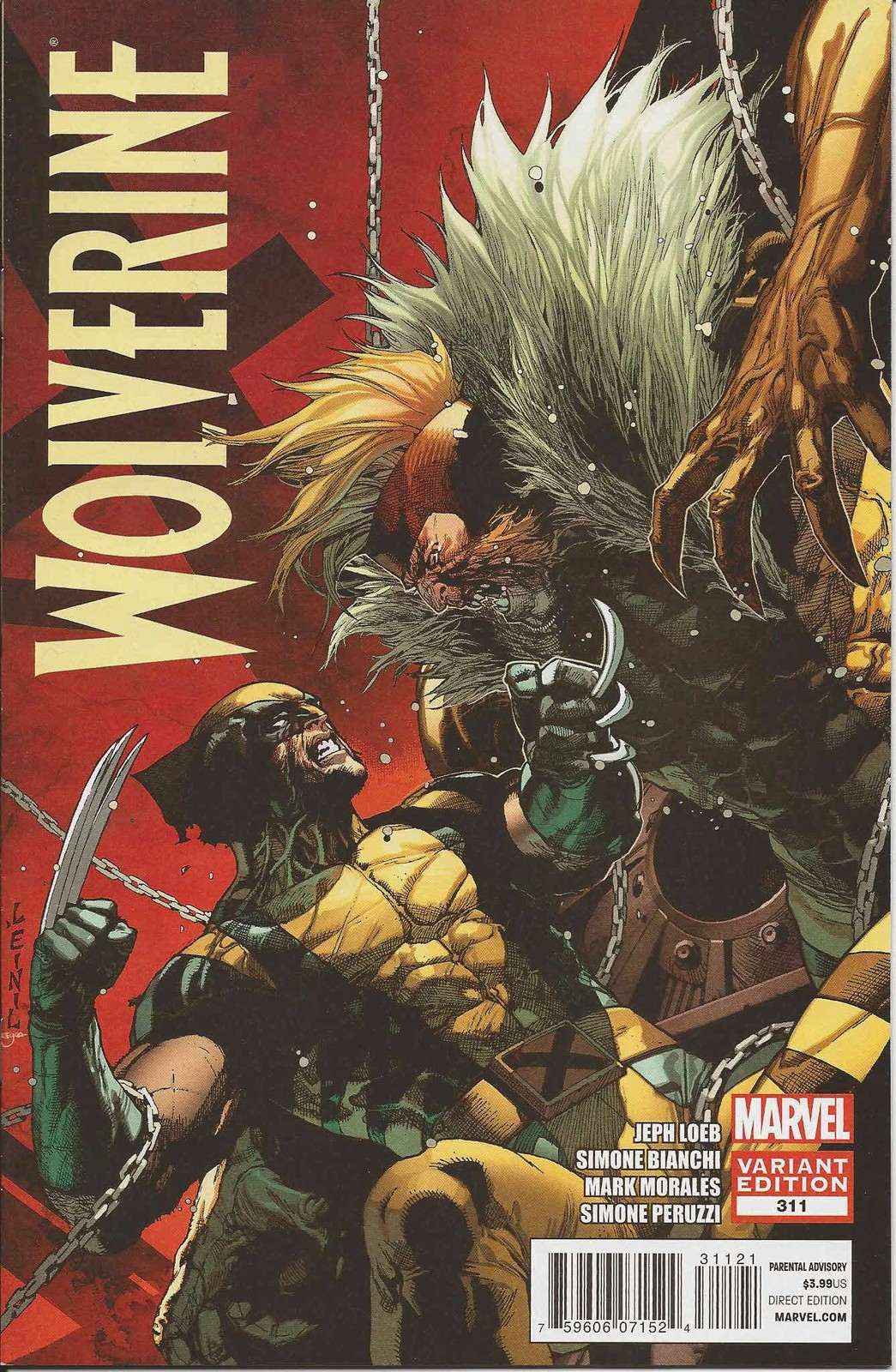 Wolverine #311A VF/NM; Marvel | 1:30 variant Leinil Francis Yu - w/Bag+Board