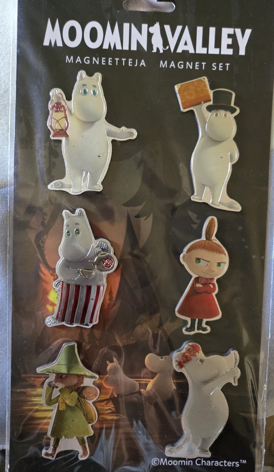 Finland Moomin Valley Metallic Magnet Set  Of 6 W/Moomin Family + Friends