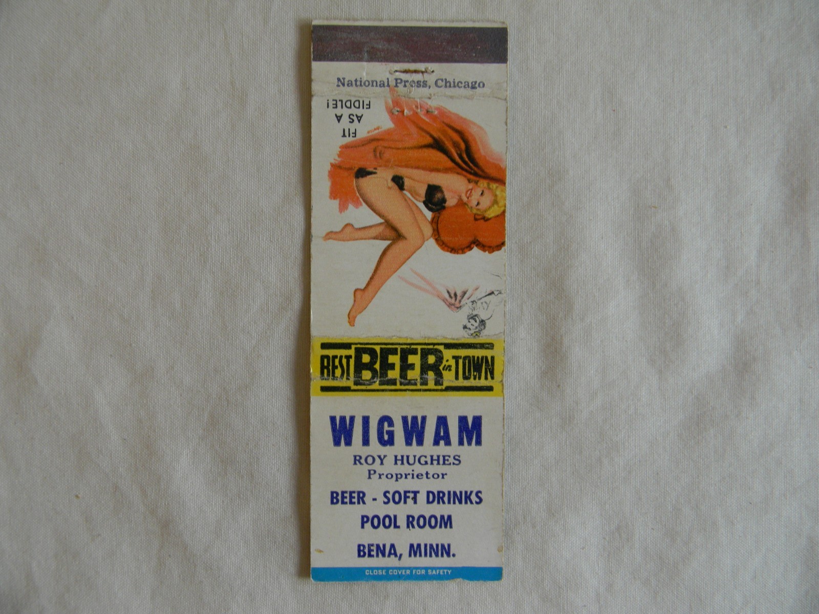 Bena Minnesota recreation pool hall f&b Roy Hughes Girly matchbook