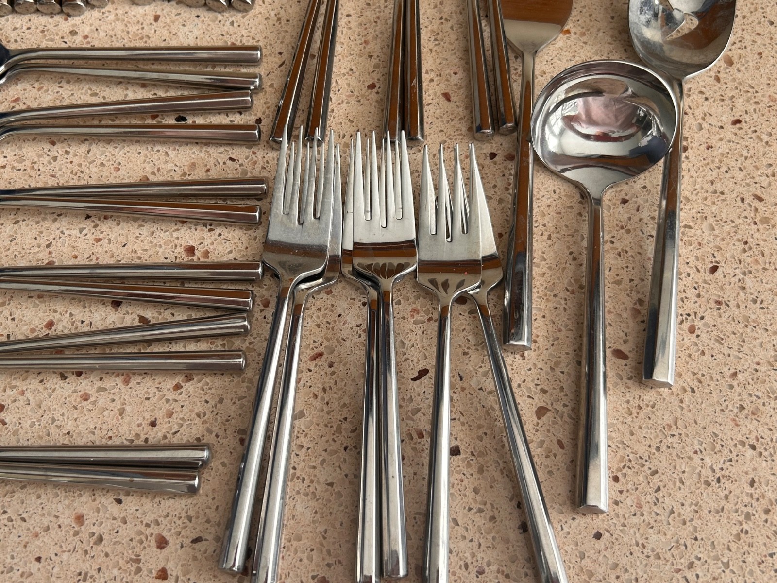 STANLEY ROBERTS YORK STAINLESS STEEL FLATWARE, 63 PIECES