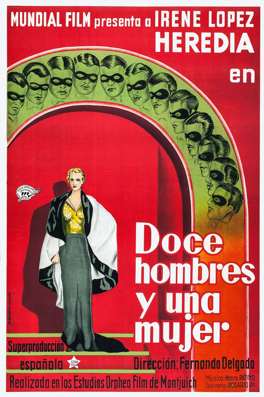 Doce Hombres y Una Mujer Poster - 🎥 Spanish Classic (1950s) - 16x24” - Premium