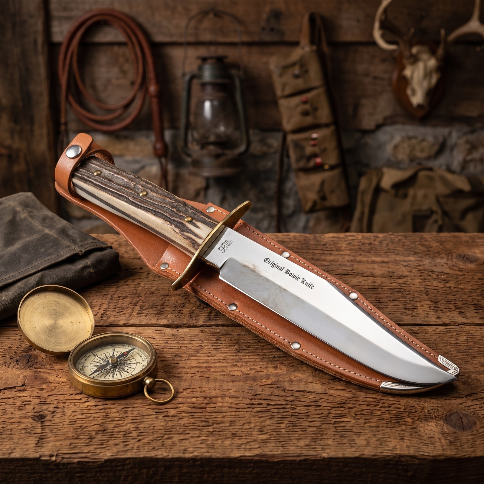 Edge Mark 443 Solingen Germany Stag Horn Vintage Original Bowie Knife Sheath 13