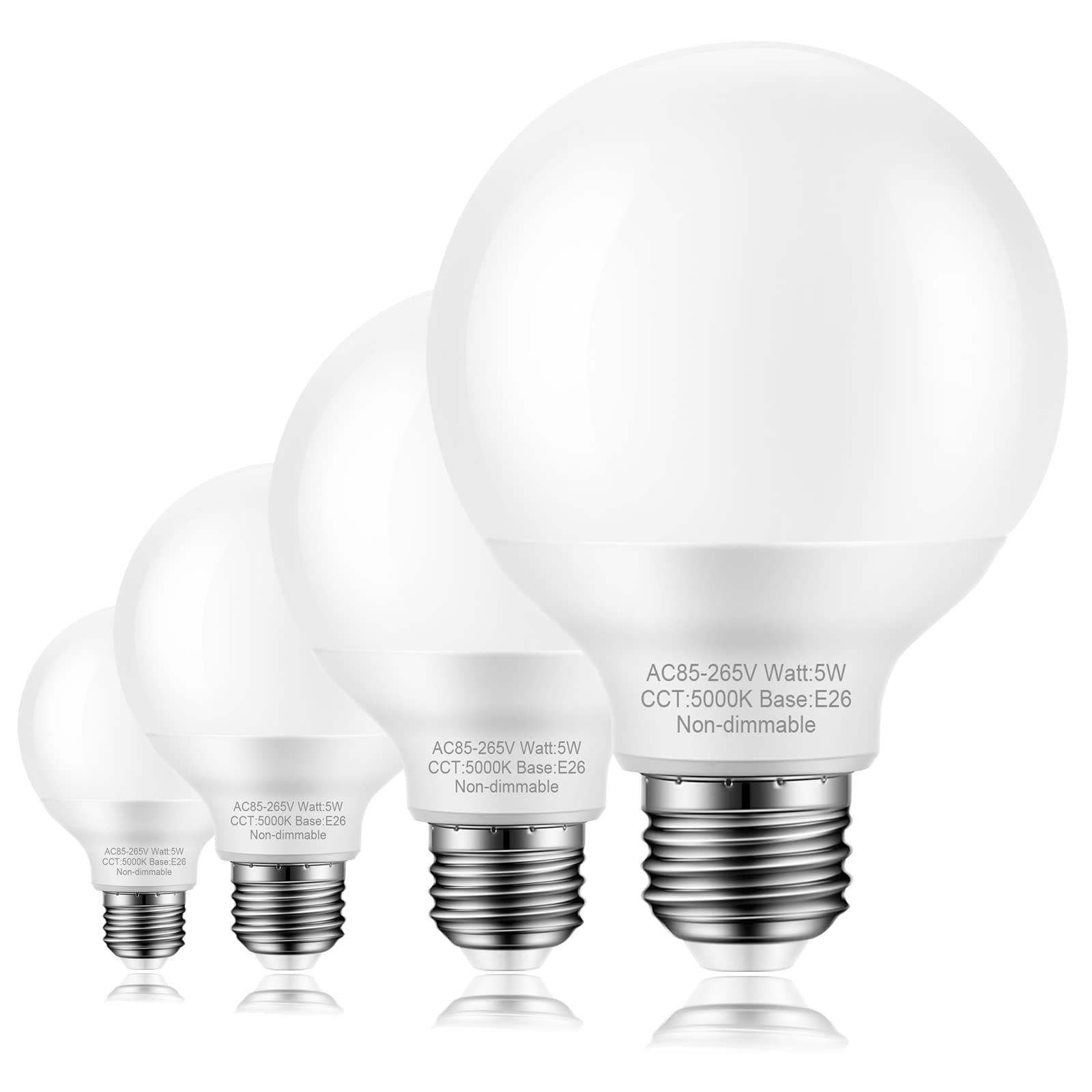 Marxlait 4 Pack Daylight Bathroom 4 Count (Pack of 1), 5000k White
