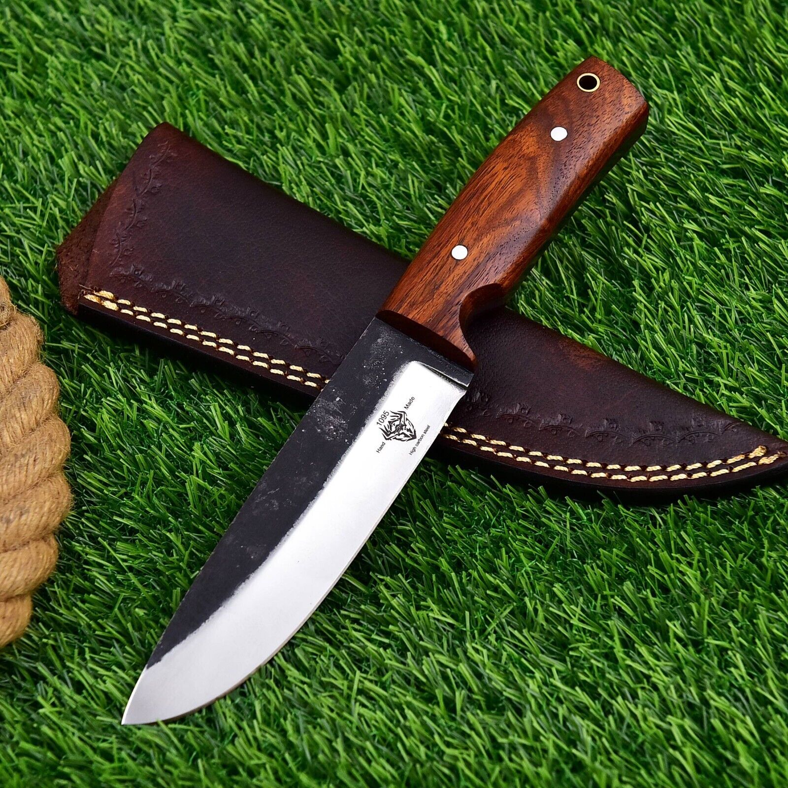 Custom Hand forged High Carbon 1095 Steel Hunting Knife with Exotic wood Handle 