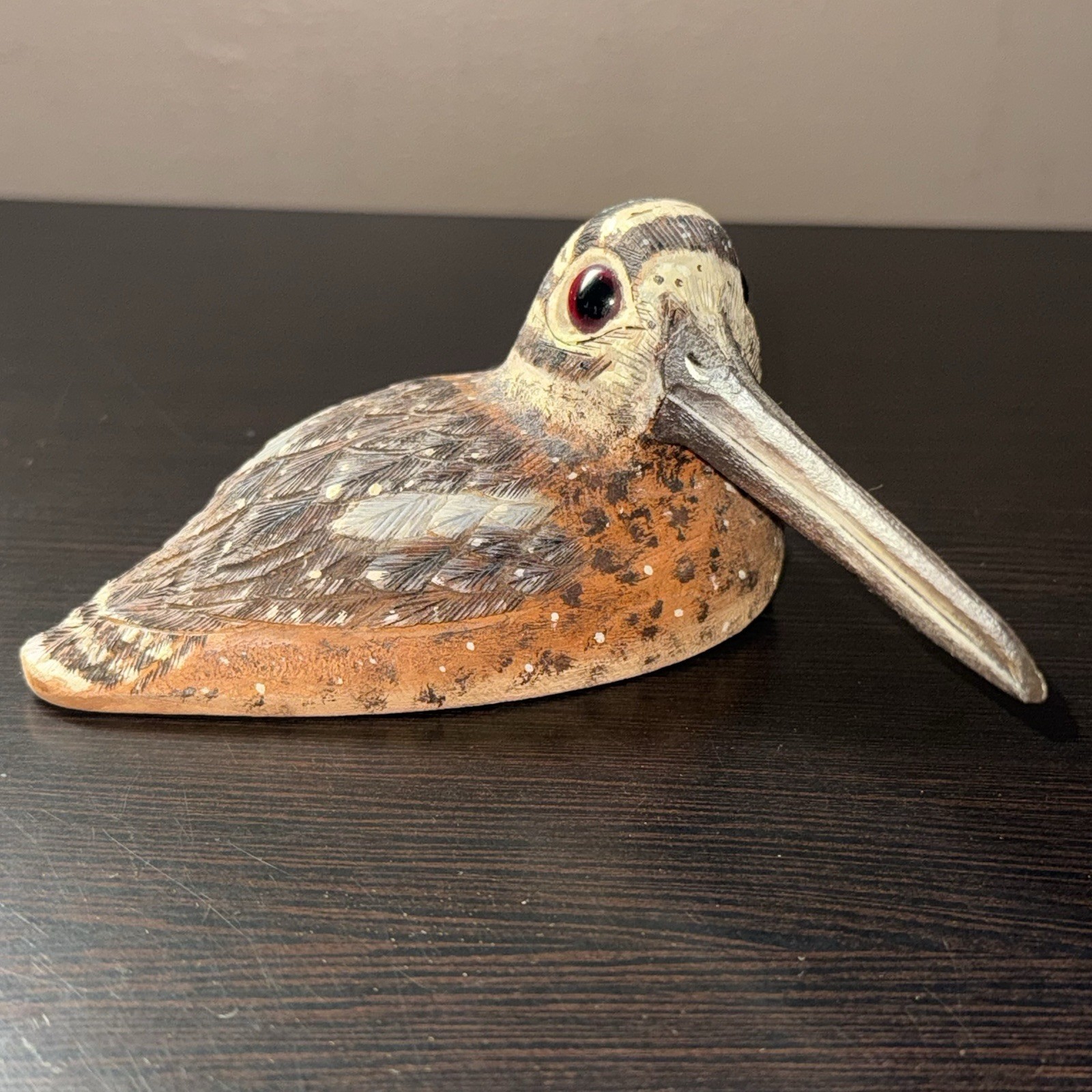 D & J Fuller Vintage Hand Carved Cedar Duck Woodcock Bird Sculpture 1991 #3803