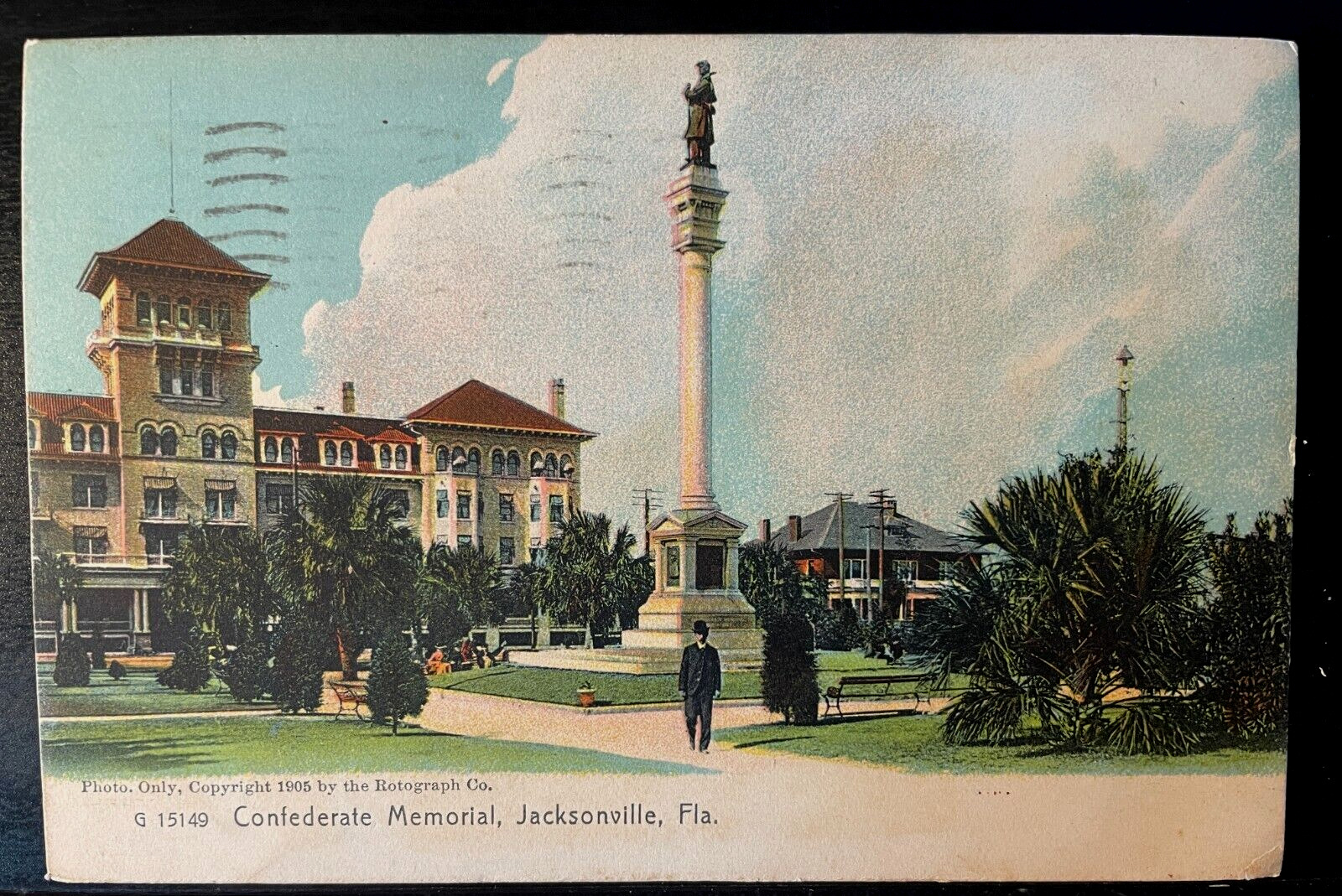 Vintage Postcard 1909 Confederate Memorial, Hemming Park, Jacksonville, Florida