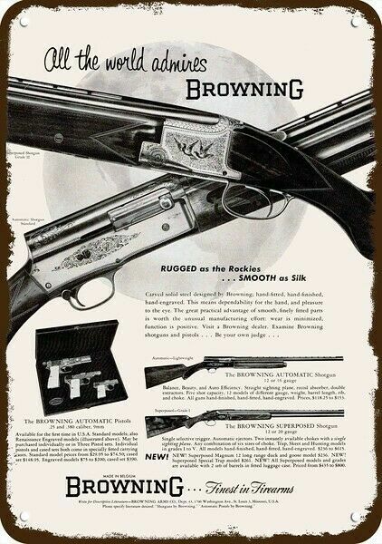 1954 BROWNING Superposed II & Automatic Shotgun DECORATIVE REPLICA METAL SIGN 1954 BROWNING Superposed II & Automatic Shotgun DECORATIVE REPLICA METAL SIGN