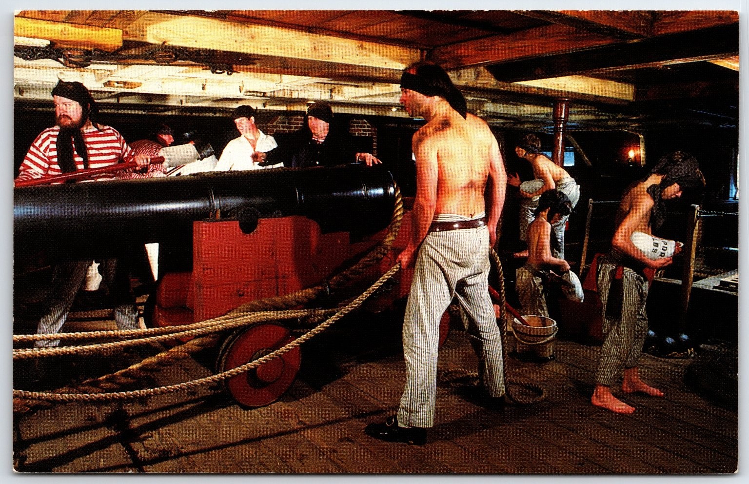 U.S.F. Constellation Gun Crew Aboard Ship Baltimore MD Postcard 1980s