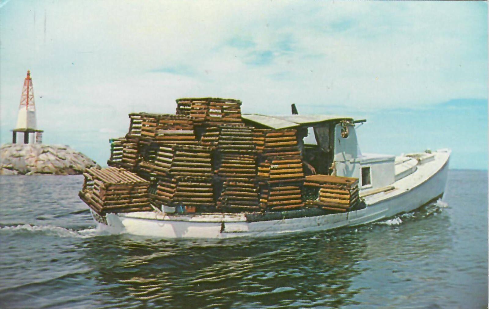 Chrome Postcard Lobster Fishermen Head Out of Rockport MA Harbor to Set Traps Chrome Postcard Lobster Fishermen Head Out of Rockport MA Harbor to Set Traps