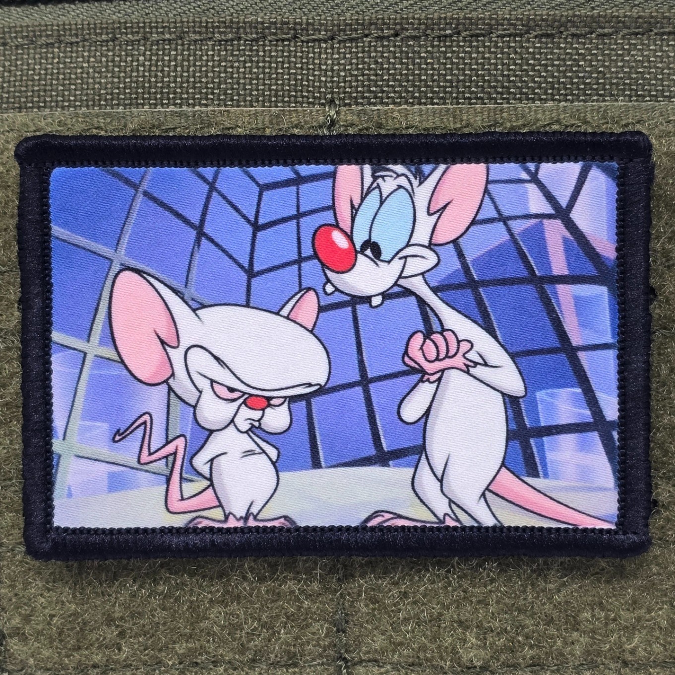 Pinky And The Brain Patch Moral Tactical Meme USA Cartoon Hook & Loop 3x2
