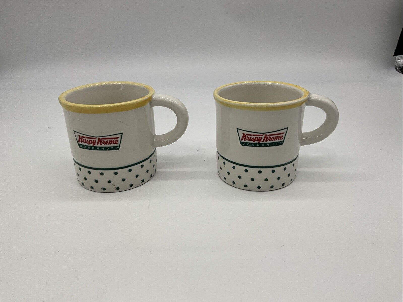 Pair Of Krispy Kreme Coffee Mugs With 3D Doughnut In Bottom