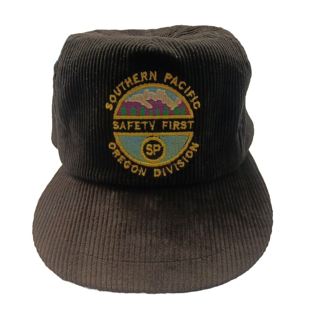Southern Pacific Railroad Hat Cap Black Oregon Division Safety First Corduroy 