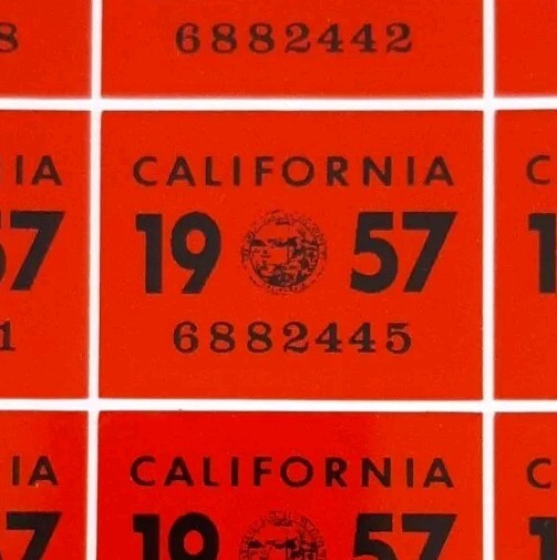 1957 California License Plate Reflective Registration Sticker, YOM, CA DMV 1957 California License Plate Reflective Registration Sticker, YOM, CA DMV