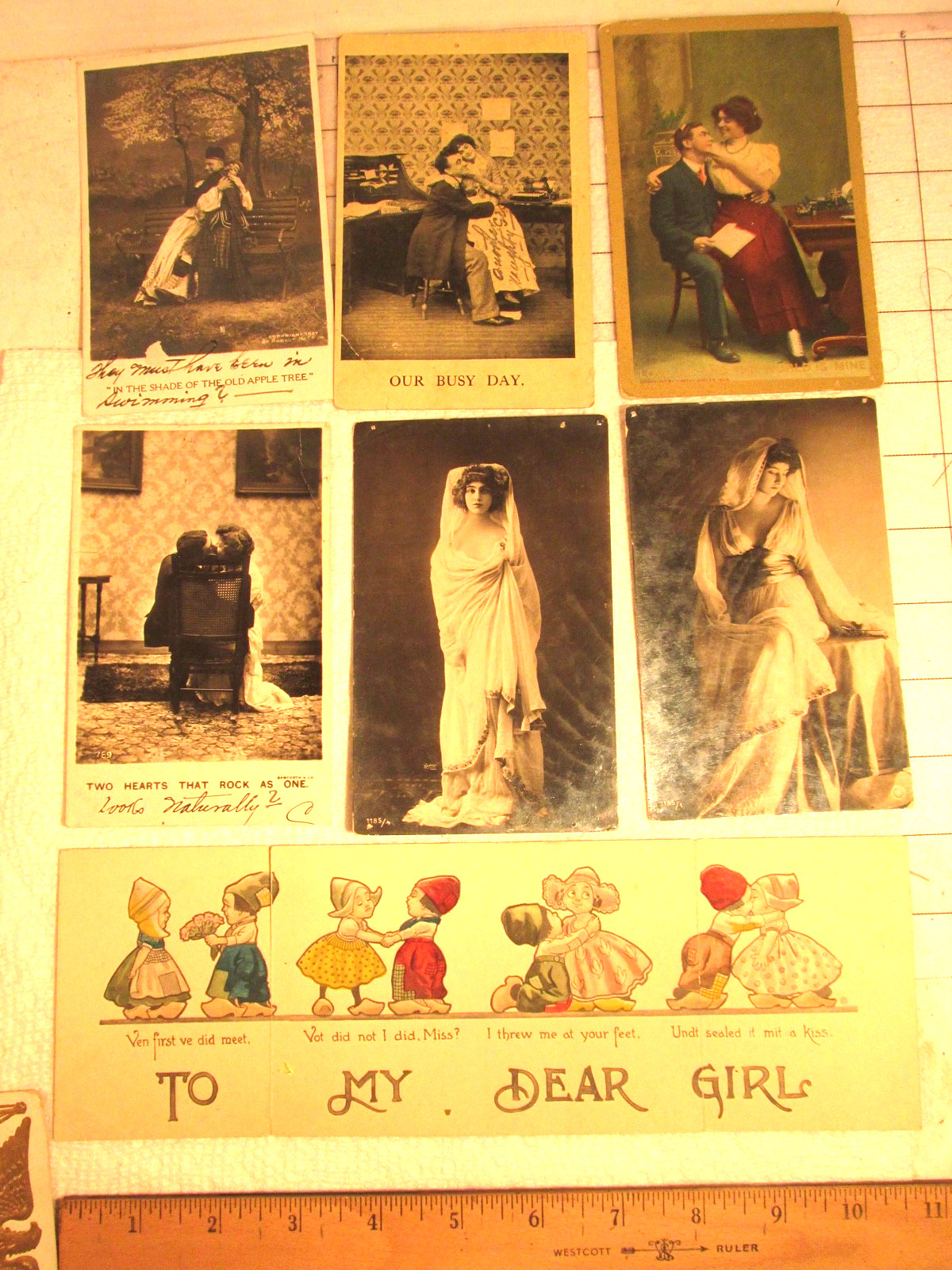 lot Vintage Romantic Postcard  Pair Lovers Couple Romance