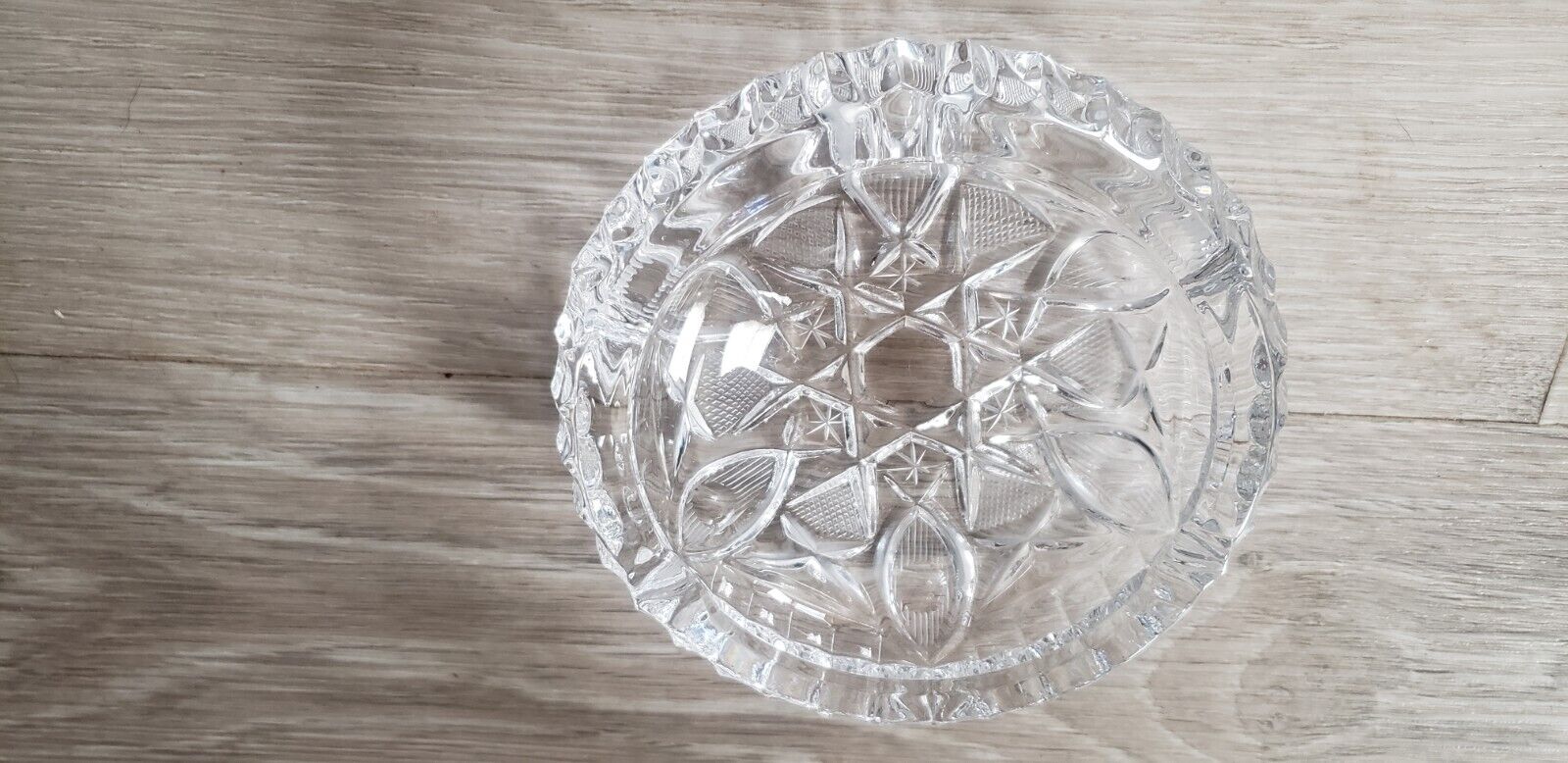 ABP American Brilliant Cut Crystal Glass Ashtray Star Pattern 4.75