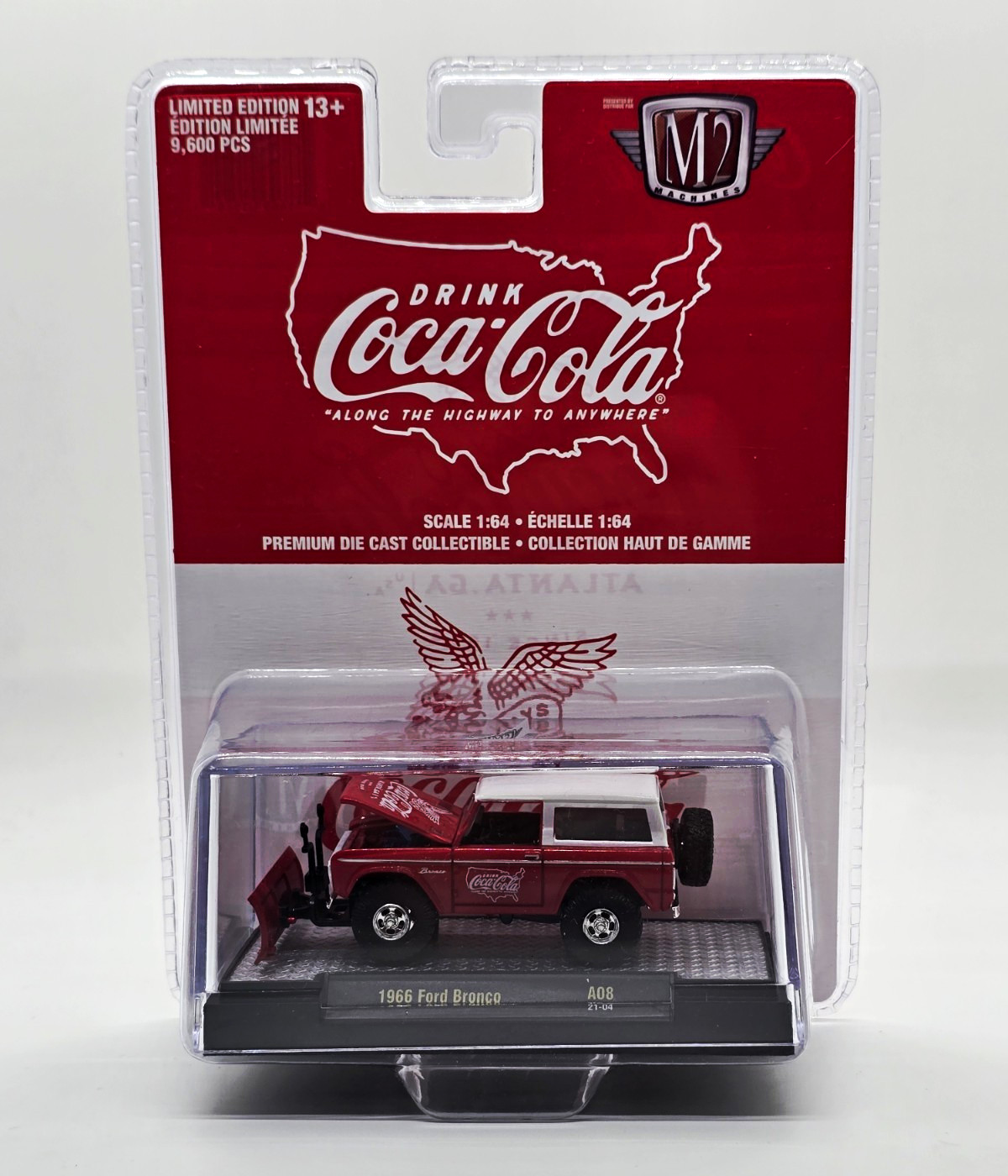 Coca-Cola 1966 Ford Bronco 1:64 Die-Cast Collectible Red/White Soda Theme