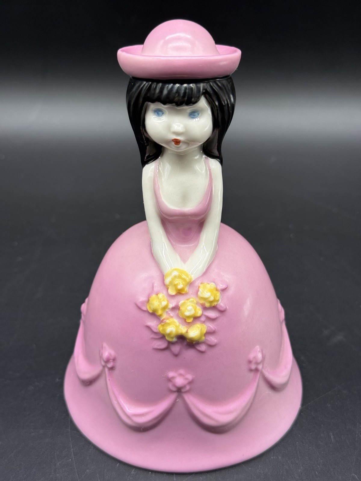 GOEBEL W Germany Porcelain Girl Flowers Pink Dress Bell Figurine