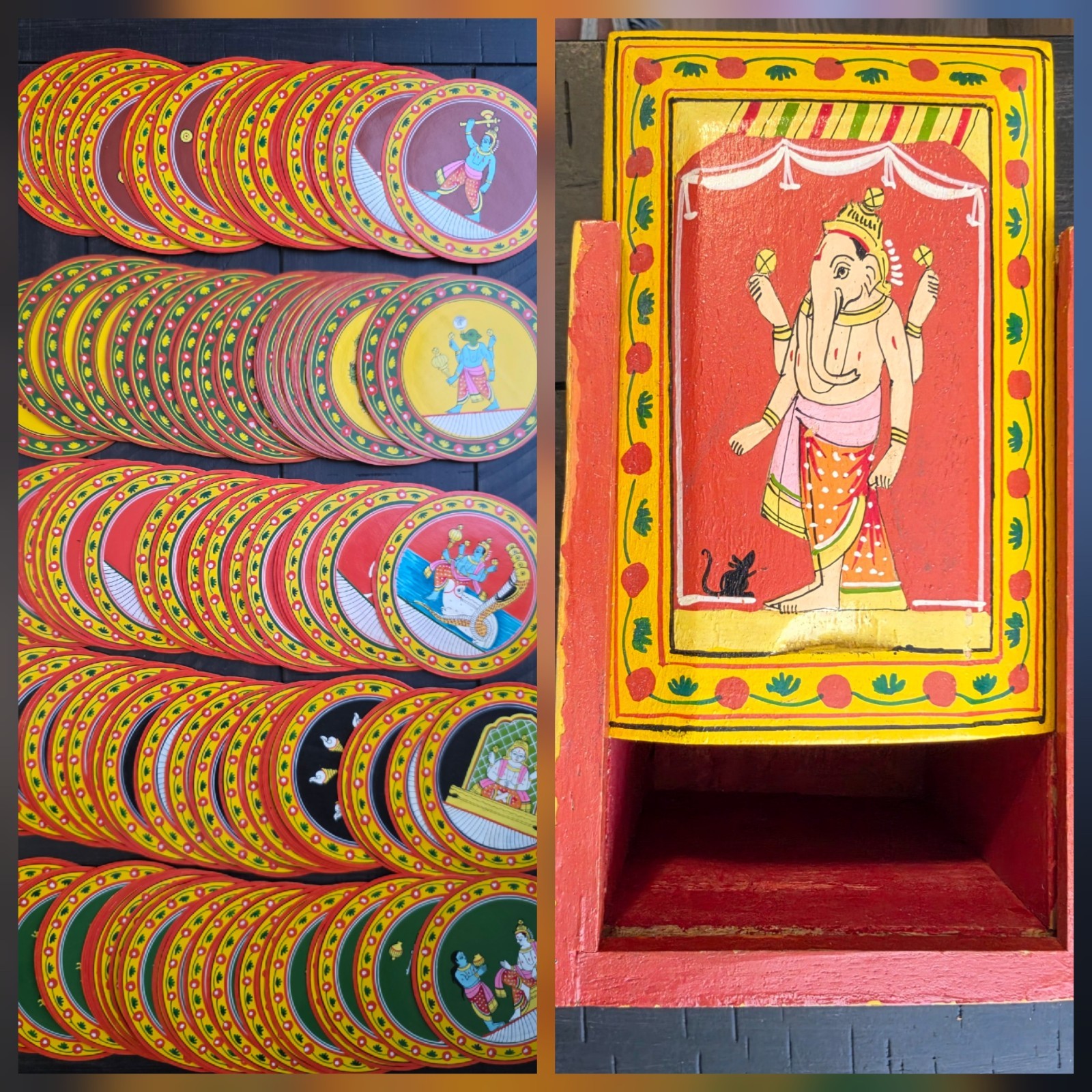 VTG Sawantwadi Dashavatara Ganjifa Card Set-120 Circular Card & Hand-Painted Box