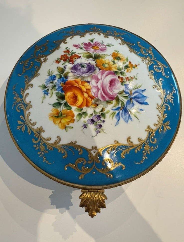 Large Le Tallec Paris Hand Painted Porcelain Jewellery Box Gilt Bronze Mounts