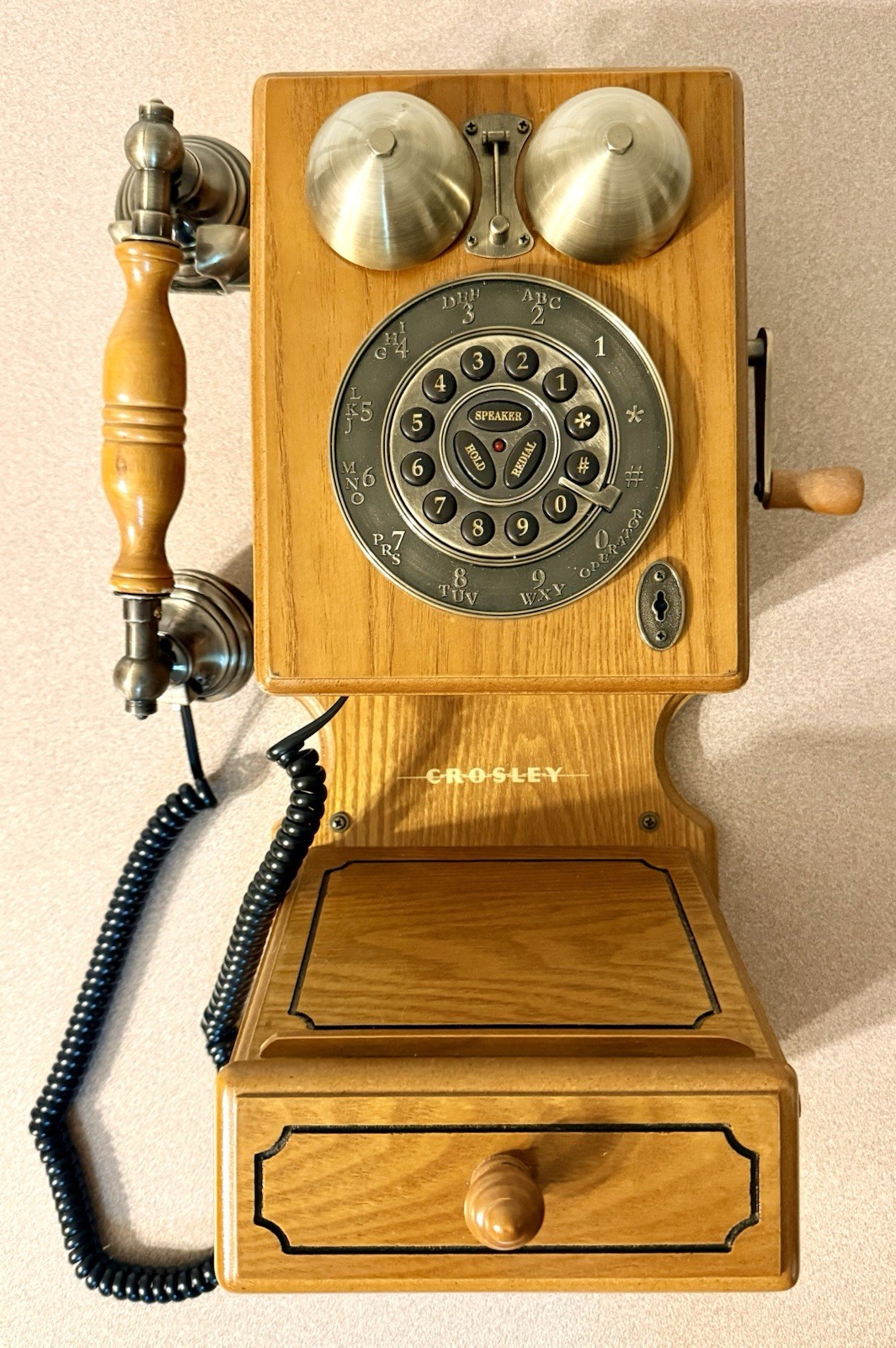 VTG Crosley CR92 Country Kitchen Wood Wall Phone 1920s Replica Push Button⁠