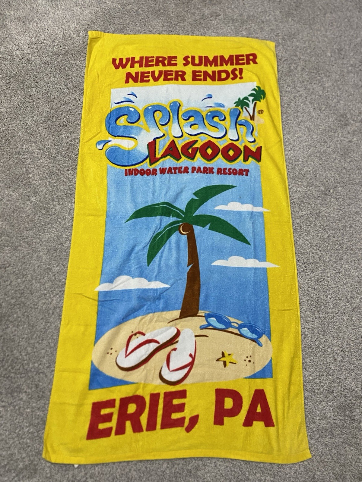 Vtg Splash Lagoon Water Park Beach towel Erie PA Pennsylvania Indoor Resort Y2K