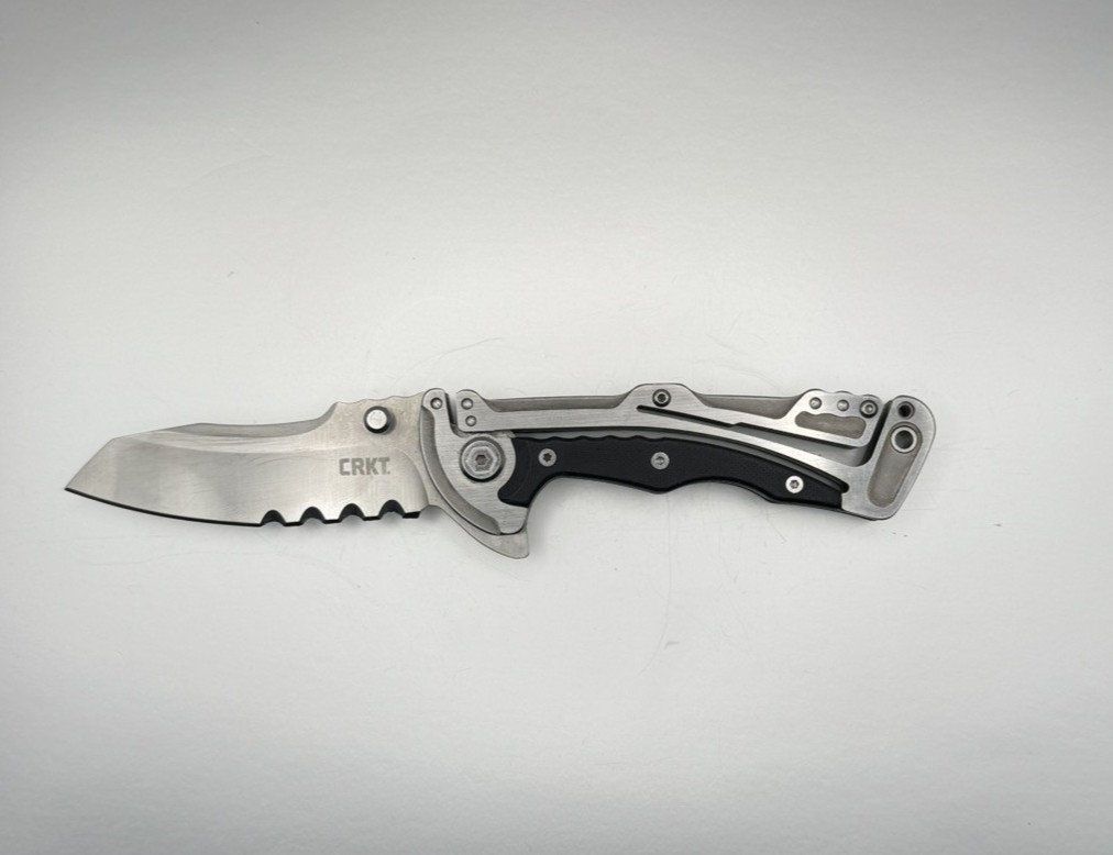 RARE CRKT Graphite Klecker Design 5195 Combo Edge Folding Pocket Knife