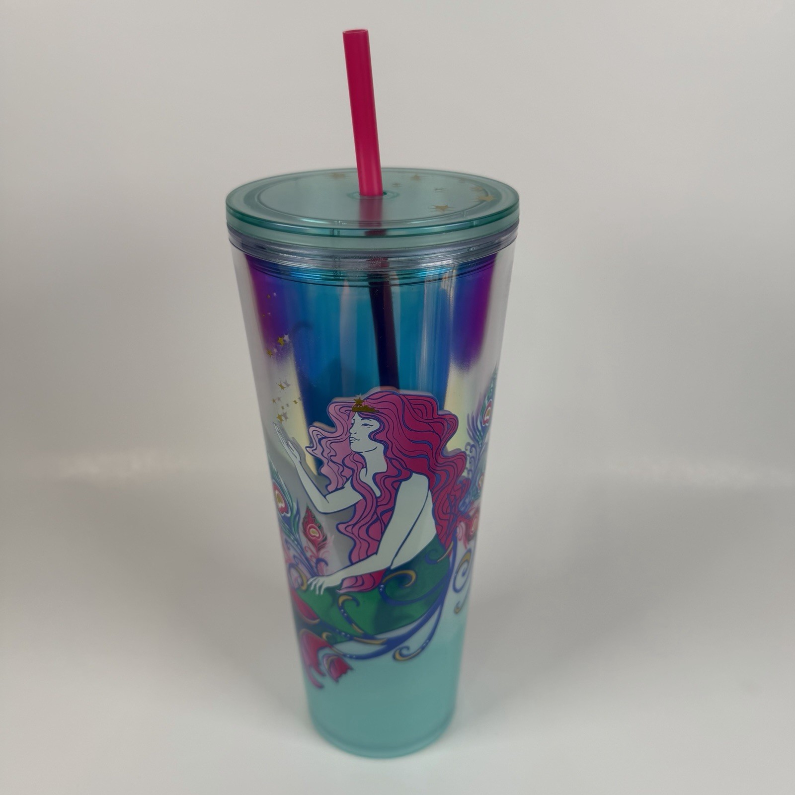 Starbucks 2024 Holiday Iridescent Holo Siren Mermaid Star Lid 24 Oz Tumbler NEW