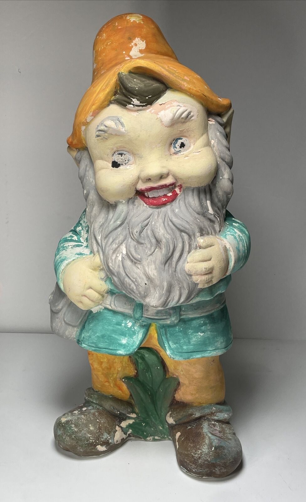 Knome Gnome Vintage 1960’s Rare German Made Ceramic Gnome Garden Figure 16.5”