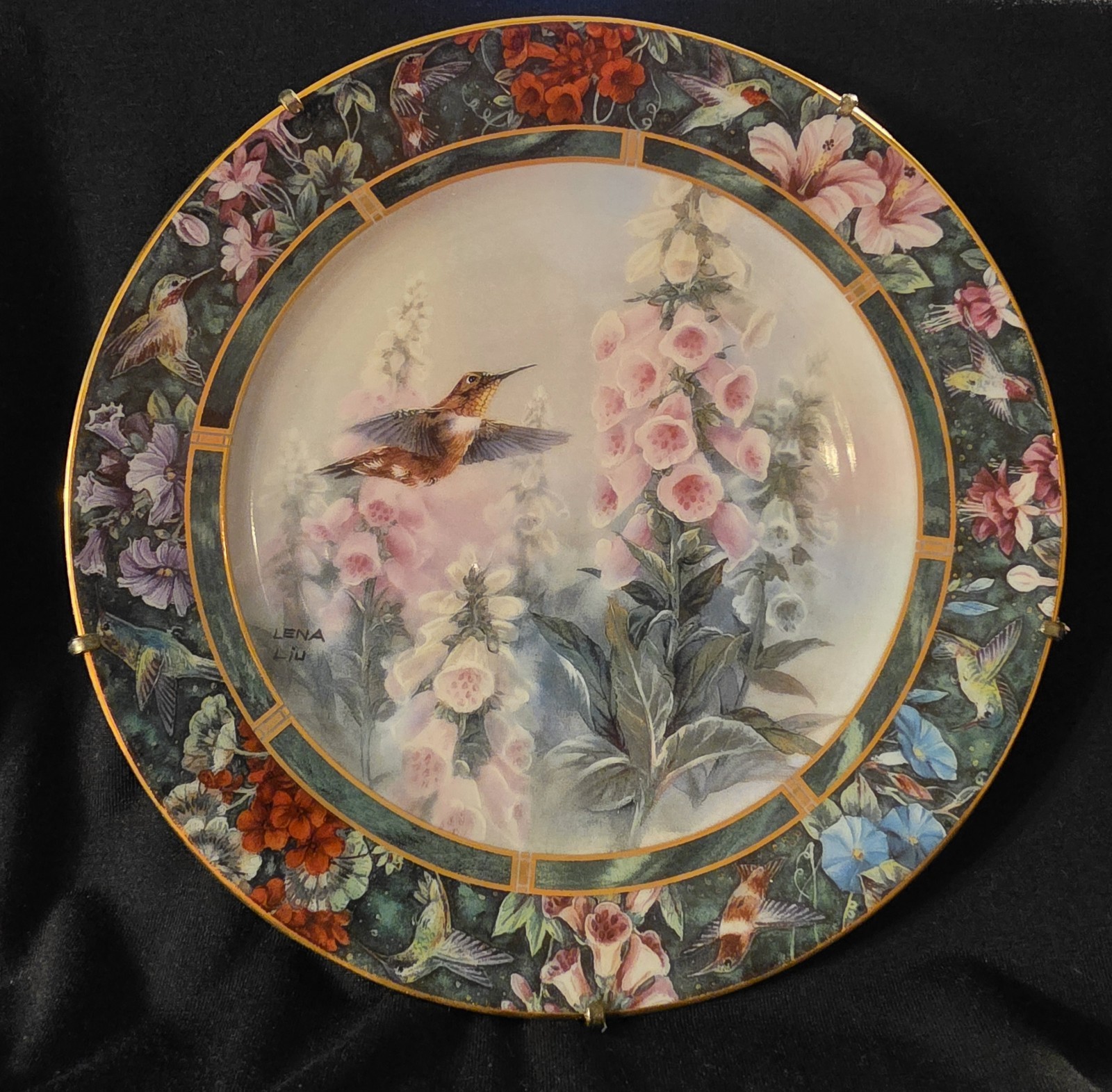 Lena Liu’s  Complete Vintage 8 Piece Hummingbird Plate Collection with COA's