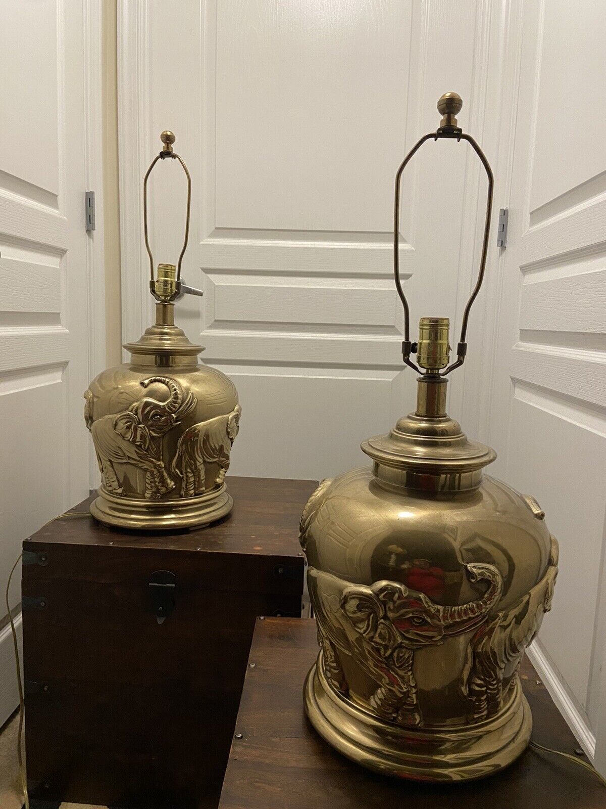 Frederick Cooper Brass Elephant Lamps
