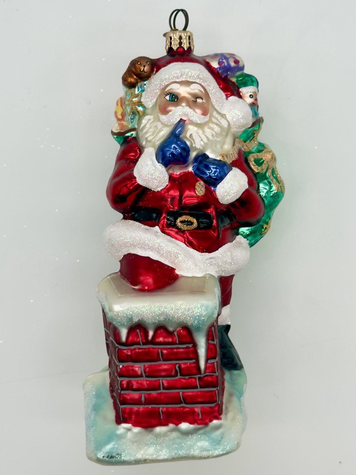 Fabulous Large Vintage Christopher Radko Secret Santa Glass Ornament
