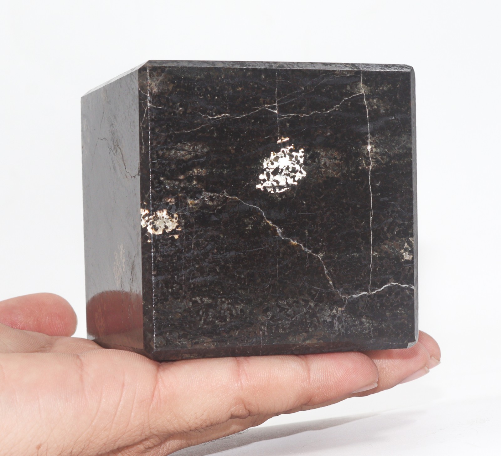 70mm Nuummite Crystal Cube Natural Stone Polished Crystal Rieki Display Stone