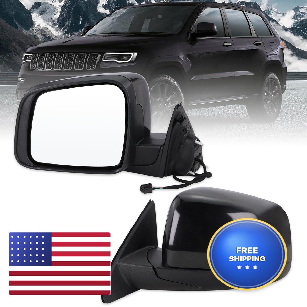 Lqito Left Driver Side Mirror for 2011-2022 Jeep Grand Cherokee WK Heated Power