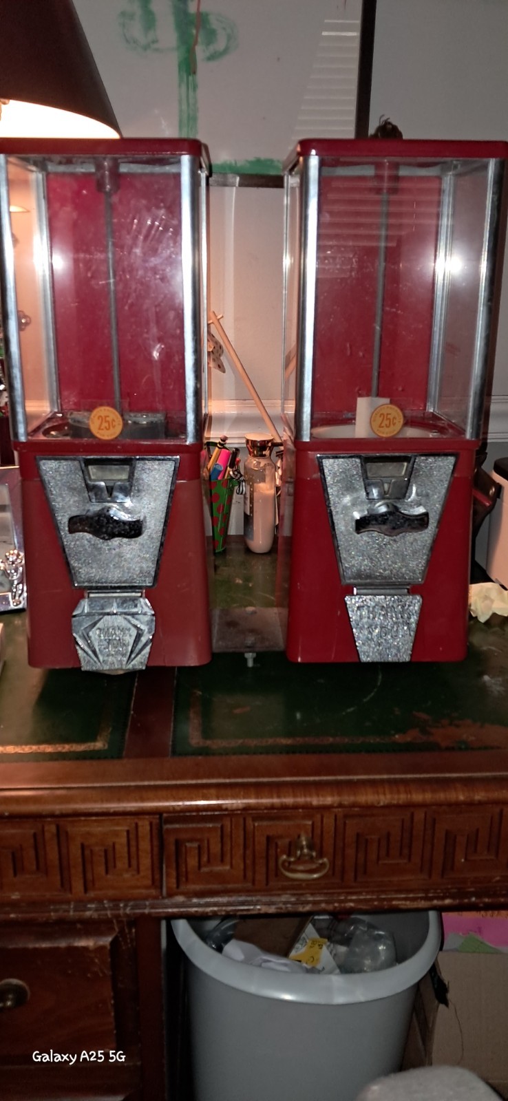 Dual Gumball Machine Vintage Red with stand