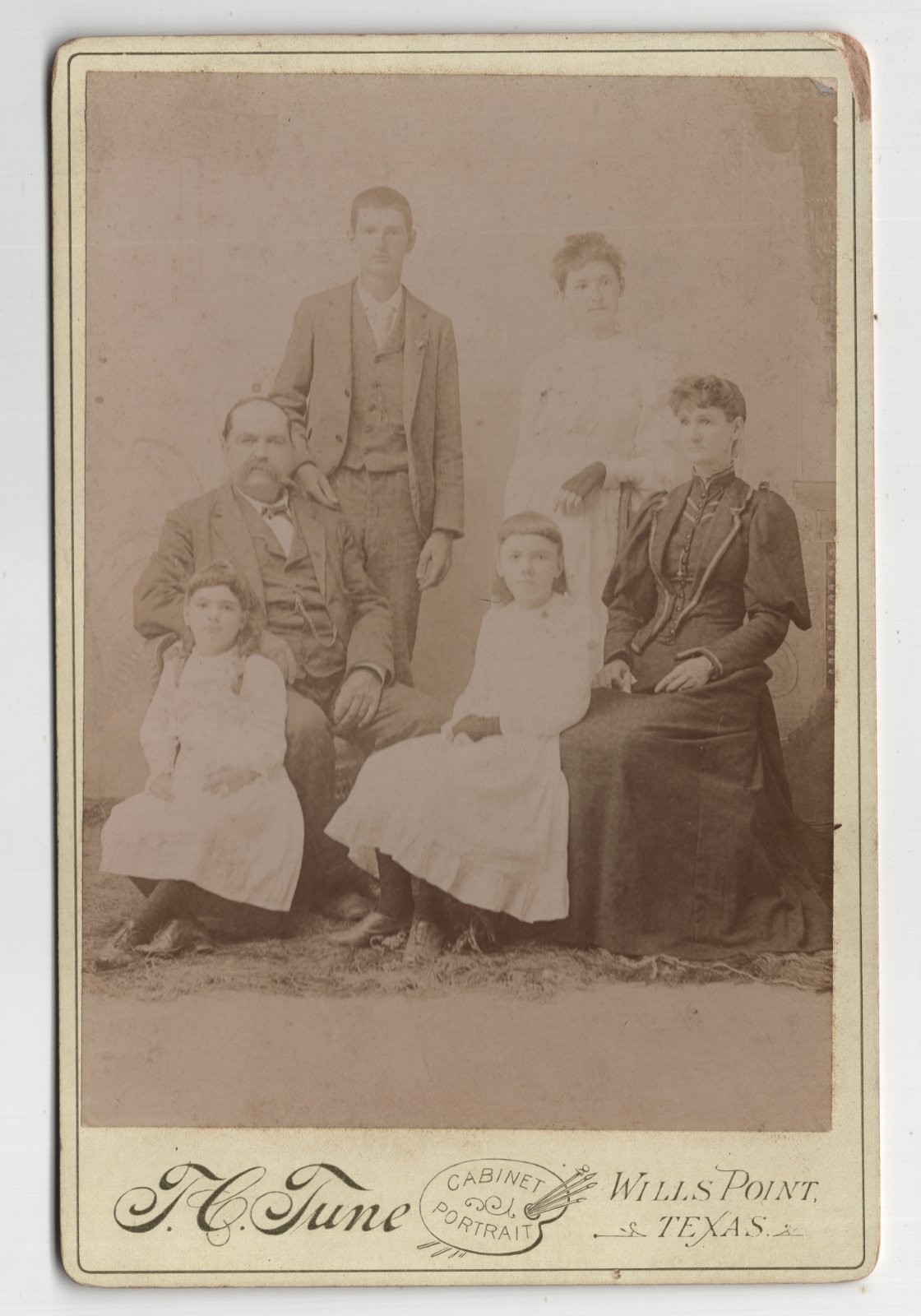 Antique Cabinet Card H.C. Tune Victorian Family Portrait Wills Point TX