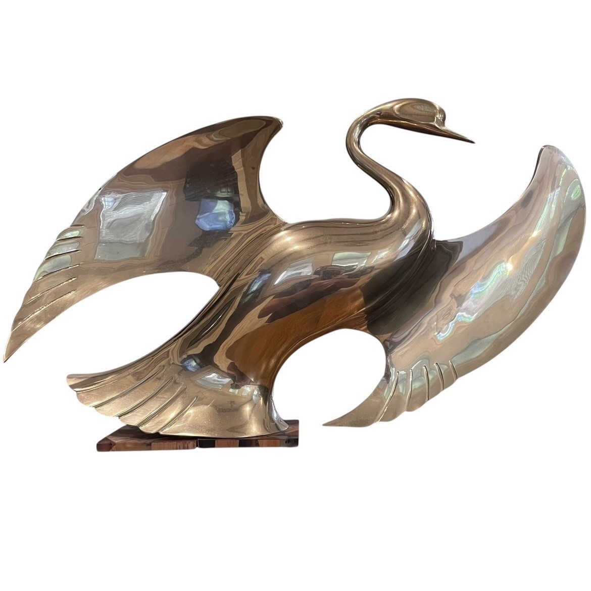 Rare Vintage MCM DOLBI CASHIER Brass Bird In Flight - Swan, Duck, Goose - Large