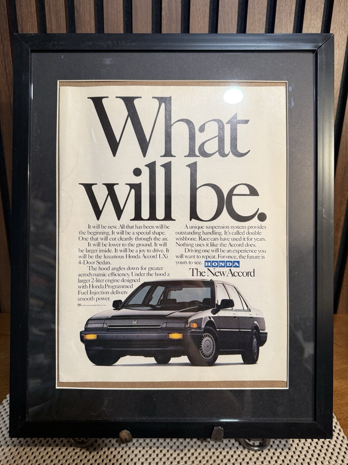 Vintage 1985 Honda Accord Framed Ad