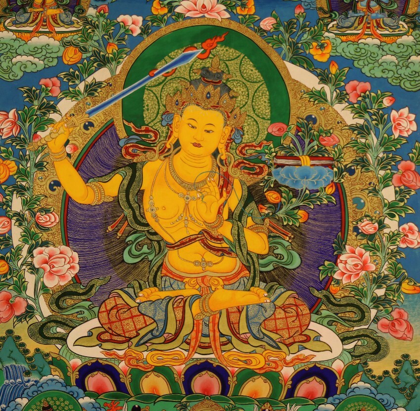 Wonderful Large Tibet Vintage Old Buddhist Manjusri Bodhisattva Thangka Tangka