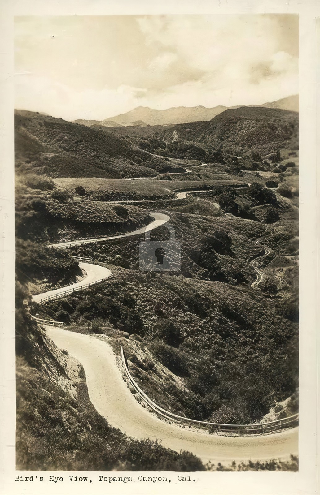Topanga Canyon California Birdseye View Road RPPC Photo Postcard COPY