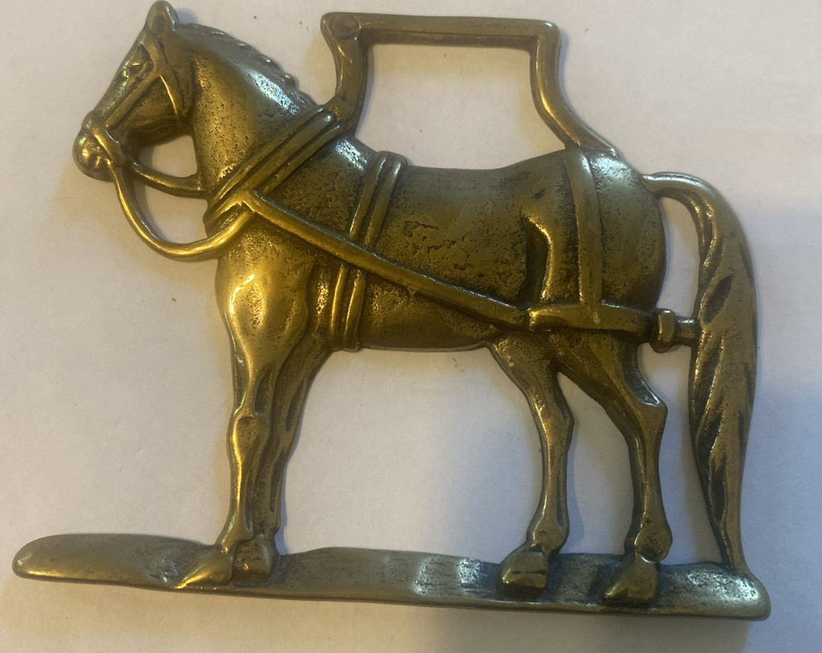 Brass Horse Medallion Antique English Draft Shire Work Heavy Cart Parade Harness
