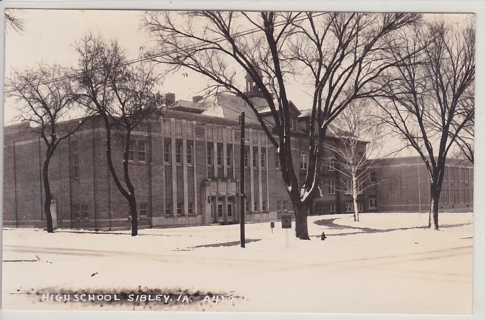 Sibley, IA High School.  Vintage Real Photo Postcard C 1939