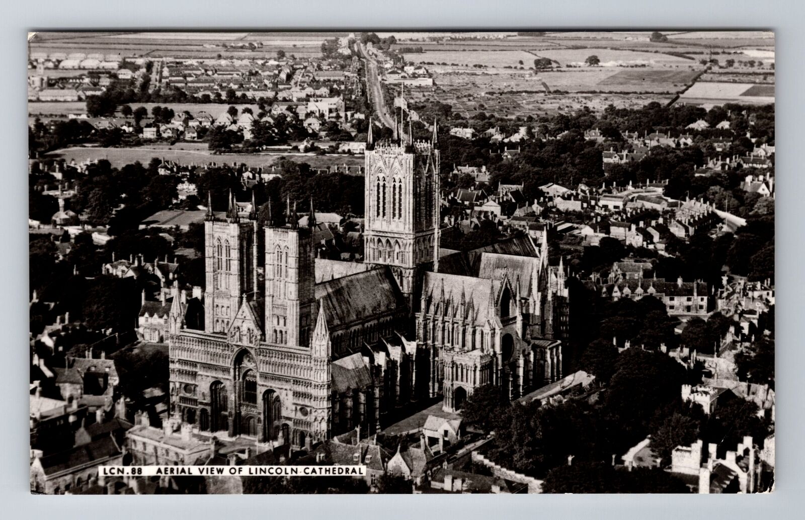 Lincoln-England, Aerial Of Lincoln Cathedral, Antique, Vintage c1970 Postcard