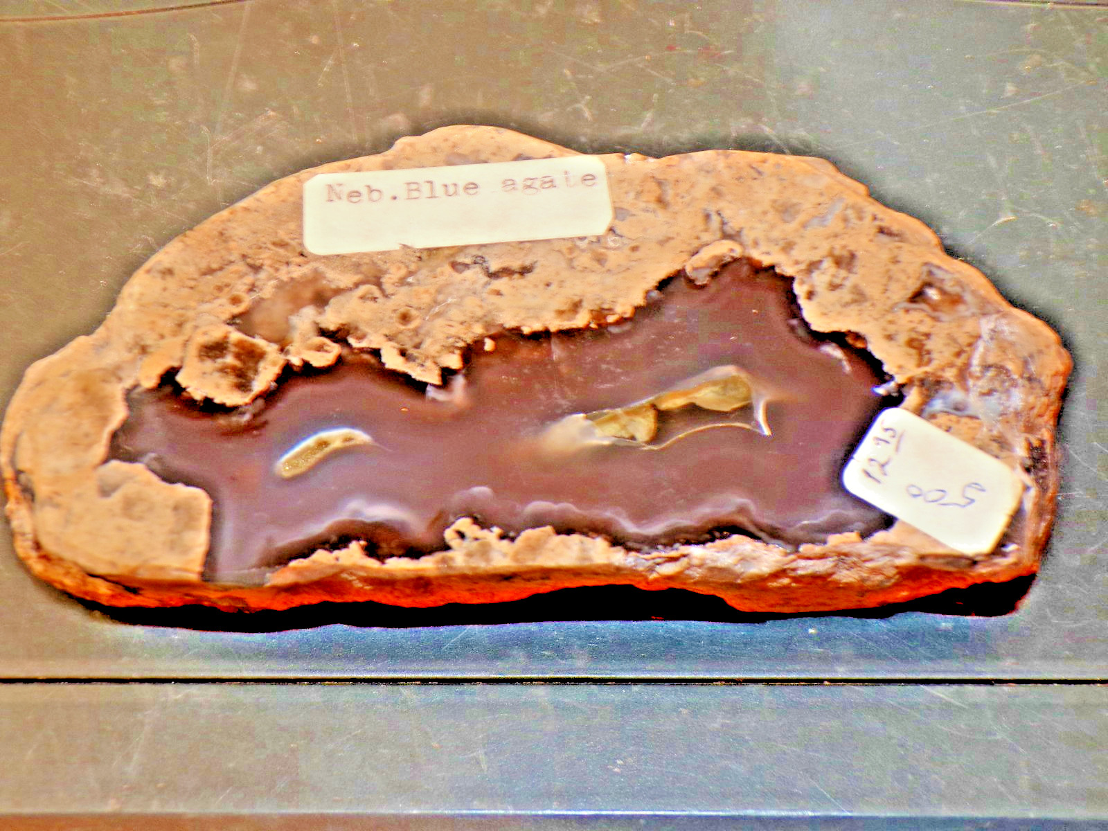 Large & Rare 14 Oz. Nebraska Blue Agate Polished Slab