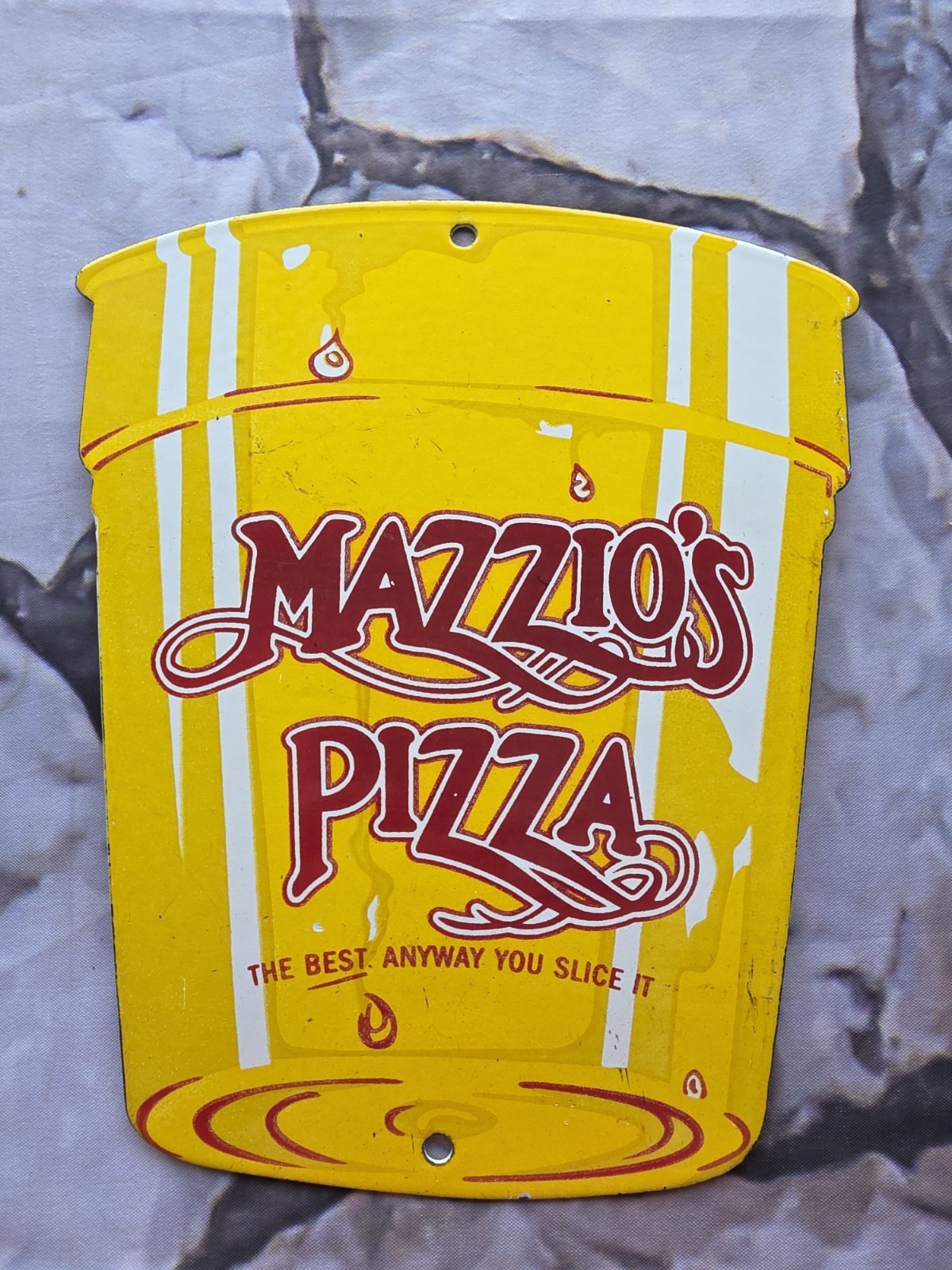 VINTAGE 1950\'S MAZZIOS PIZZA PORCELAIN SIGN 9\