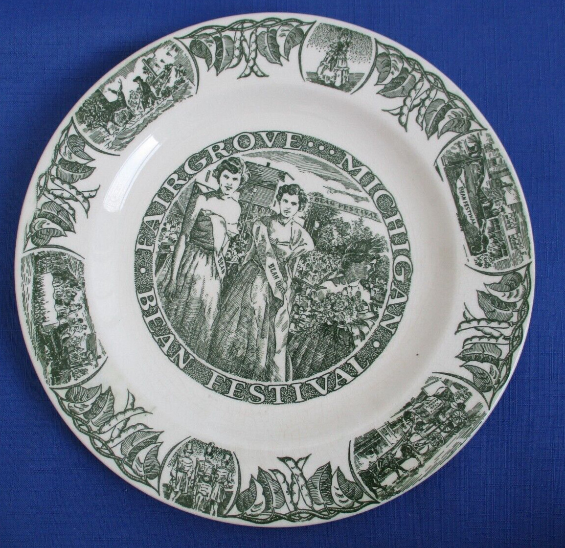 Rare Vintage Fairgrove MI Bean Festival Plate Platter 10\