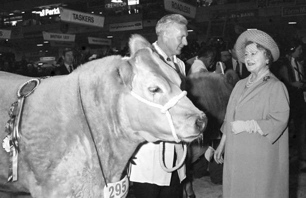 The Queen Mother during visit Royal Smithfield Show Earls Court Lo- Old Photo