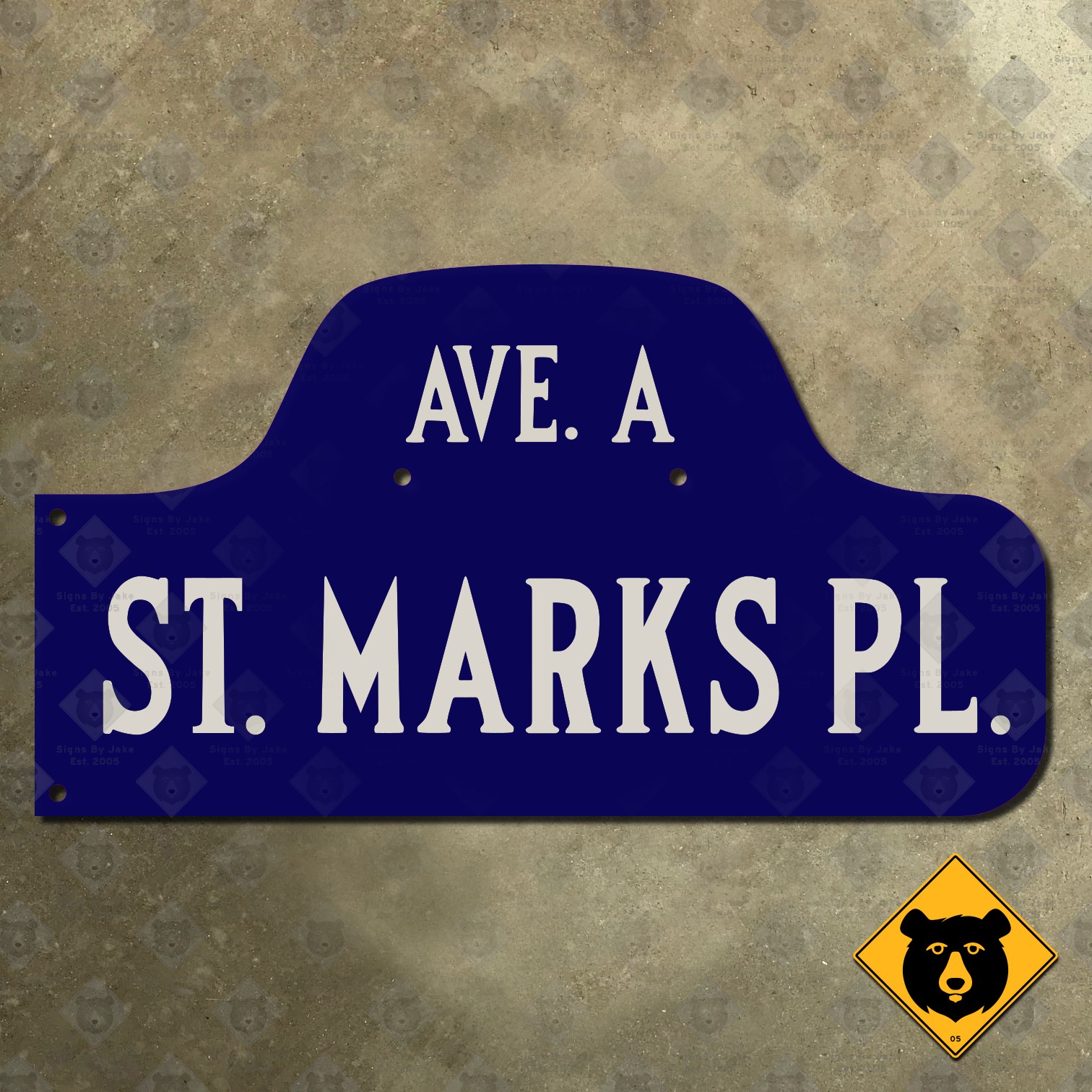 New York City Saint St Marks Place Avenue A humpback street road sign 22x12